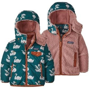 Patagonia Tribbles Reversible Jacket in Swan Print   Size 2T